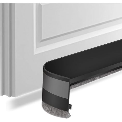Junta de puerta autoadhesiva con cepillo de sellado, burlete aislante para dormitorio, negro, 5 cm (1/5)