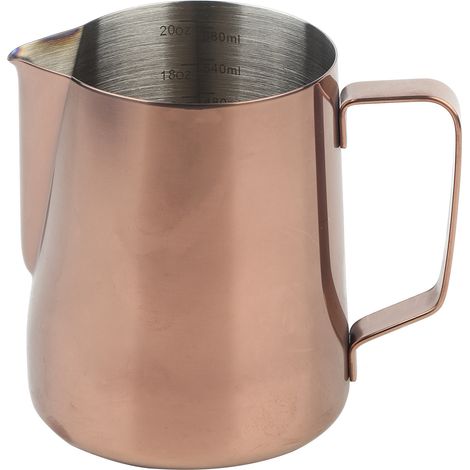 Pitcher à lait pour mousseur style japonais en acier inoxydable 304, tasse à café pour barista maison (600ML)