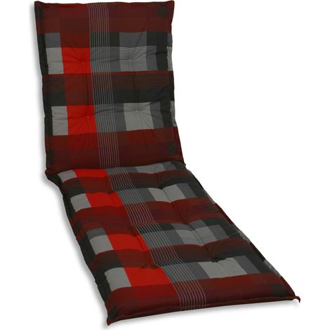 GO-DE Liegenauflage 190 x 60 x 8 cm rot kariert Auflage Polster Kissen Rollliege (1/3)