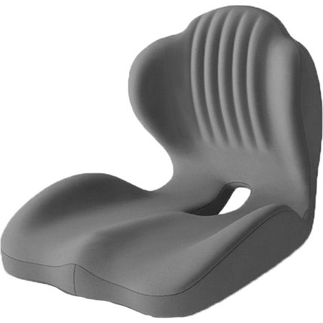 Coussin Lombaire et Siège Ergonomique 2-en-1, Mousse à Mémoire de Forme avec Conception Creuse pour le Coccyx, Soutien pour Chaise de Bureau, Siège Auto et Maison (Gris Uni) (1/5)