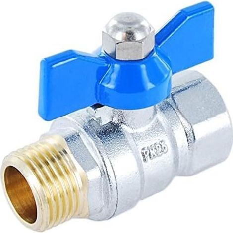 1/2" Full bore brass ball valve, male x female threaded connection, with butterfly handle (DN15) (1/4)