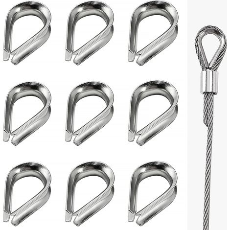 9 Pièces M8 Cosses de Câble en Acier Inoxydable 304, Outils de Gréement de Câble, Cosse Coeur, pour Bateau, Voile D'ombrage, Clôture (1/5)