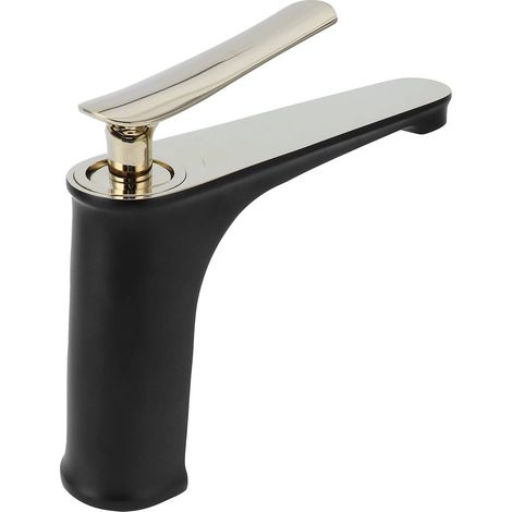 Rubinetto di alta qualità, in rame, a foro singolo, con maniglia lunga, adatto ad ambienti moderni come bagni, WC e lavabi (G3/8).