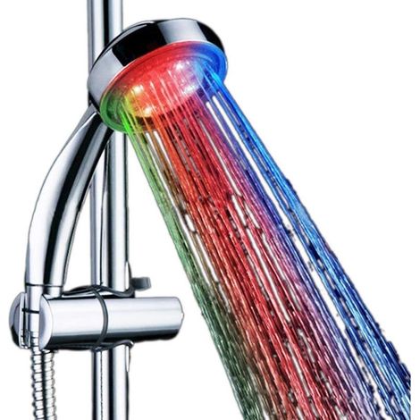 Pommeau de douche LED multicolore 7 couleurs – Fonctionnement sans électricité – Compatible avec tous les connecteurs standards – Installation facile (1/5)
