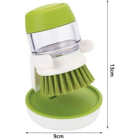2Pièces Brosse à Vaisselle de Cuisine,Brosse Vaisselle avec Réservoir,Brosse de Lavage avec Distributeur de Liquide Vaisselle,Vert (1/4)