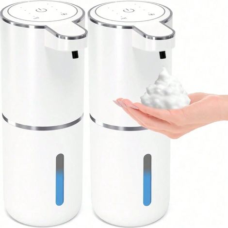 (2 pièces - Mousse blanche) Distributeur de savon sans contact 380 ml, étanche IPX5, 4 vitesses réglables, mousse/gel, à détection automatique, compatible avec les machines à laver les mains et à lave (1/5)