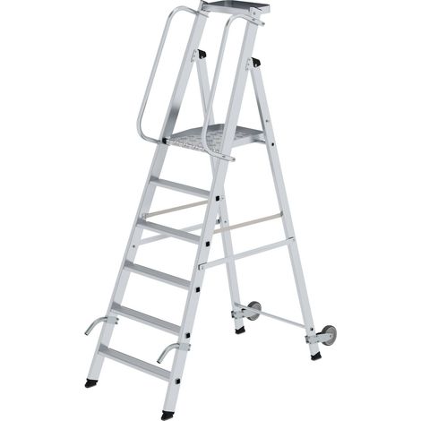 MUNK Aluminium-Stehleiter mit Rollen und Griff 6 Stufen (1/3)