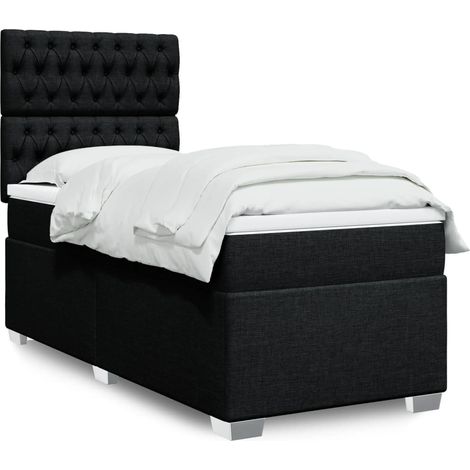 vidaXL Giroletto a Molle con Materasso Nero 100x200 cm in Tessuto (1/5)