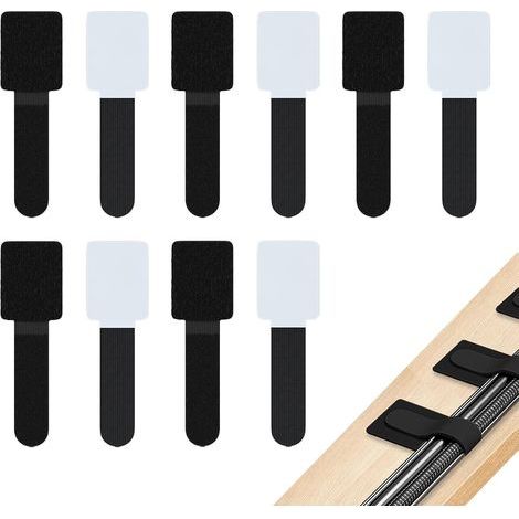10 Pcs Attache Cable Adhesif, Gestion des Câbles Sous Le Bureau, Réglable Cable Management Attache, Organisateur de Cable Adhésif Solide, pour TV, PC, Ordinateur Portable, Ethernet, Bureau/Maison (1/5)