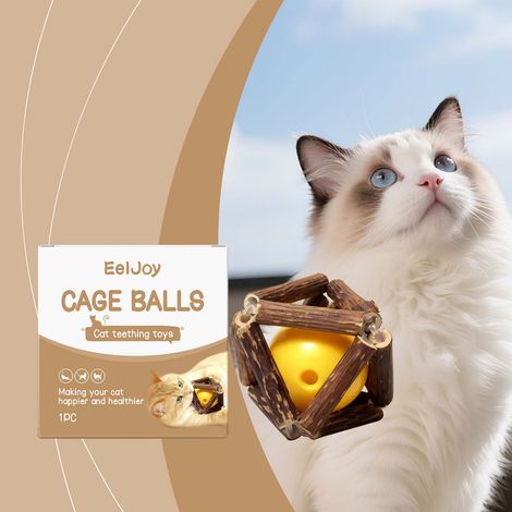 Niedliches Katzenkauspielzeug aus Knöterichholz und Kunststoff in Katzenform für Spiel und Entspannung – 1 Stück -- DTEKGAZ (1/5)