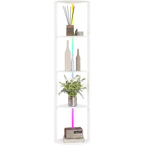 Lampadaire LED, intensité variable sur 5 niveaux, avec étagère, changement de couleur RGB, télécommande (1/5)