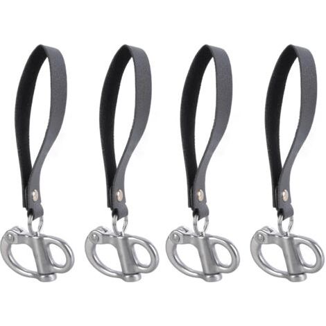 Lot de 4 loquets en acier 316 à dégagement rapide avec ceinture en cuir pour escalade - Pour une fixation stable - Poignée en cuir - Clip à dégagement rapide (1/4)