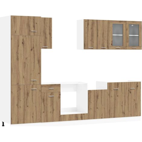 Unità Cucina Lyon 8 pcs Rovere Artigianale Legno ingegnerizzato vidaXL