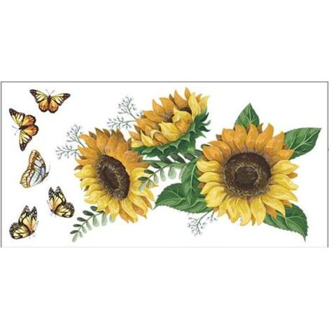 Solrosväxt Blomma Fjäril Väggdekal Sovrum Heminredning (1/5)