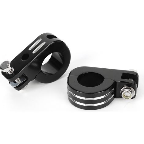 Jeu de 2 supports de repose-pieds moto 32mm/1.25in, colliers de fixation pour cale-pieds Honda, argent et noir, adaptés au guidon. (1/3)