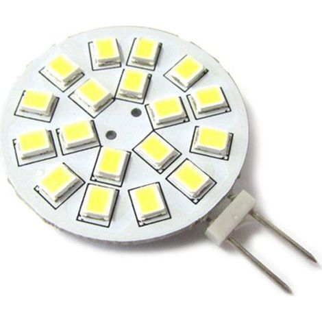 Lampadina LED G4 Bispina 10V-30V DC AC 3W 12V e 24V Bianco Caldo 3000K 18 SMD 2835