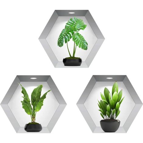 3D Vase Wall Stickers, Plant Wall Stickers, 3D Wall Stickers, Vase Wall Stickers for Living Room (3 Pack)