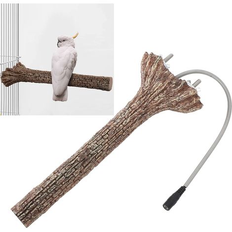 Percha termostática (5 W) para periquitos – Percha ajustable y calefactable para jaulas de pájaros y hámsteres con control de temperatura, material de resina ecológico, 30 x 4 x 10 cm