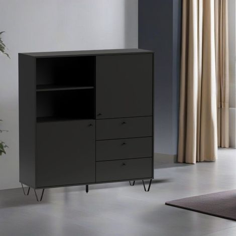 Credenza con ante cassetti e vano a giorno antracite ALDO6 123,6x40x135H (1/5)