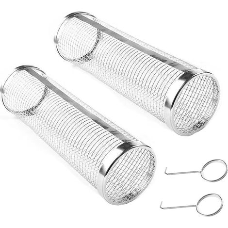Panier à griller en acier inoxydable, panier cylindrique, grille à roulettes, panier à griller pour grillades à air chaud, légumes, poisson, viande (1 pièce) (1/4)