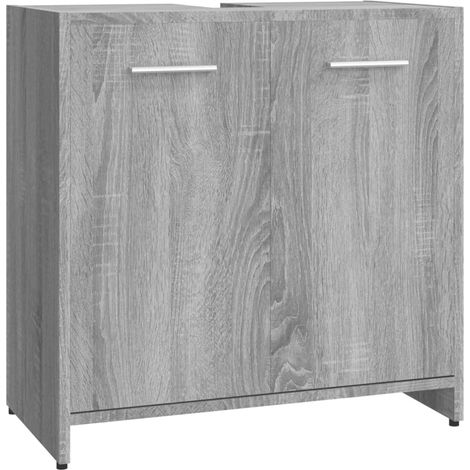 Meuble de Rangement Toilette,Armoire de bain Sonoma gris 60x33x60 cm Bois d'ingénierie -62350 (1/5)