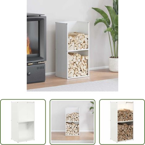 Bois de chauffage - Portant de bois chauffage blanc 40x30x80 cm (1/5)