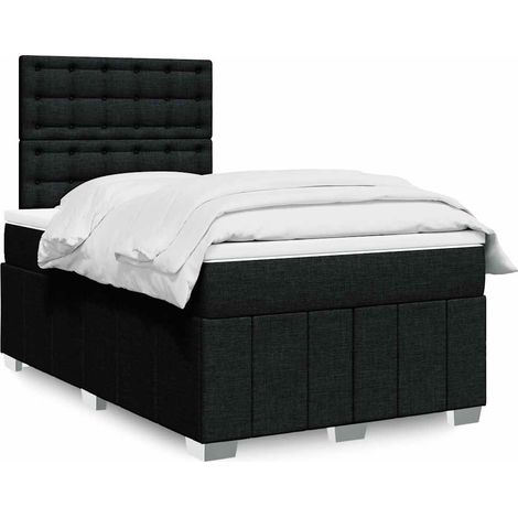 vidaXL Sommier à lattes de lit avec matelas noir 120x190 cm tissu (1/5)