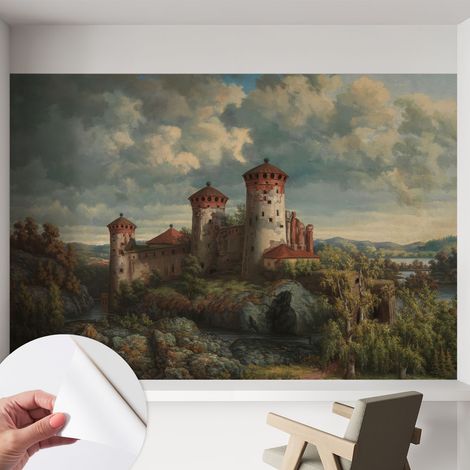 Papier peint adhésif autocollant pour salon chambre à coucher tendance et originale Paysage romantique 152x104 cm (1/5)