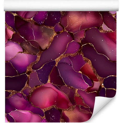 Papier peint encre bordeaux, violet et rose pour salon et chambre 50x1000 cm (1/5)