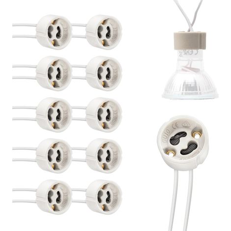 Bases de Lampe 10 Pièces Supports de Lampe GU10 Pièces de Montage en Céramique Connecteur de Douille d Ampoule pour Éclairage LED et Halogène 300 C (1/4)