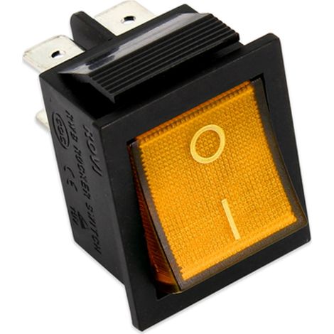 INTERRUTTORE LUMINOSO GIALLO BIPOLARE 4C 220V 16A UNIVERSALE VARI USI