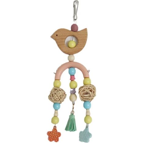 Jouets pour oiseaux – Bois 9x26cm – Jouets pour perroquets – Jouets pour le bec – Jouets suspendus en bois naturel pour perroquets et autres oiseaux – conçus pour mâcher, grimper et entraîner leur bec