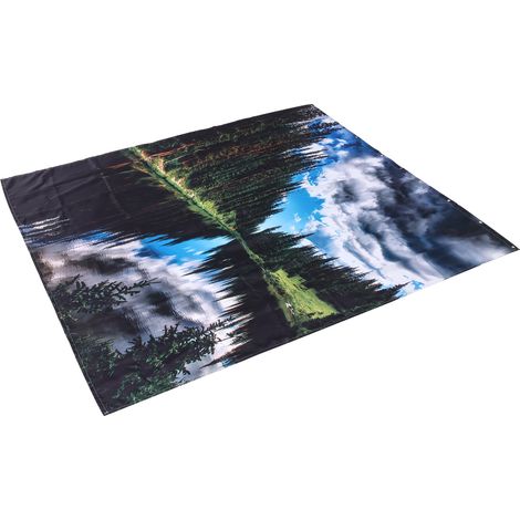 Rideau de Douche Paysage 150x180cm avec Anneaux, Déco Salle de Bain Moderne