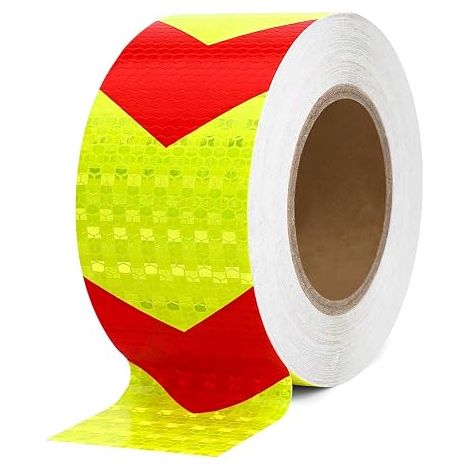 Ruban de balisage réfléchissant - Ruban adhésif rouge jaune 5 cm x 5 m - Haute visibilité étanche - Pour chantiers humides - Ultra-réfléchissant (1/5)