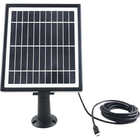 Panneau solaire 5,5 V 4 W pour caméra de sécurité, chargeur solaire avec câble de 3 m, étanche, réglable, à monter soi-même, panneau solaire mural extérieur (1/2)