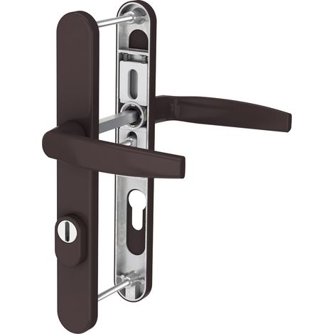 Langschild Türbeschlag 8-72mm Schmalrahmengarnitur Braun RAL8019 Türdrücker PZ Drücker/Drücker 87-102mm ja (1/2)