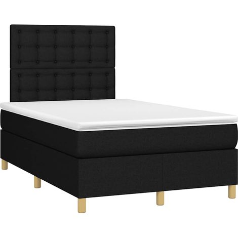 Lit double  Lit adulte  Sommier à lattes de lit avec matelas noir 120x190 cm tissu