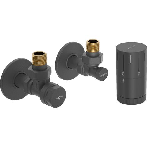 Mexen G05 Thermostat-Set Winkel mit Blende R, Anthrazit - W901-958-904-66 (1/2)