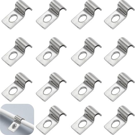 50 Pièces Attache de Fixation pour Tube en U,Colliers de Serrage Collier de Serrage Inox Clips Cable Monotrou Collier de Fixation,pour La Fixations de Câbles,Tuyaux,Grillage Rigide(4mm) (1/5)