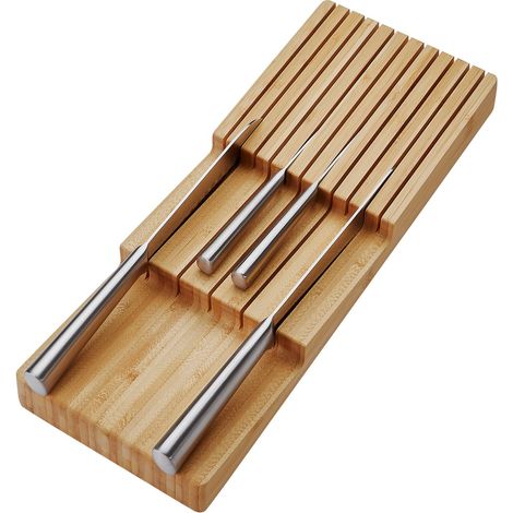 ORGA-BOX 1 BAMBUS Besteckeinsatz für Schubkästen mit 500 mm Tiefe Messereinsatz für 60, 80, 100 und 120cm Schrankbreite