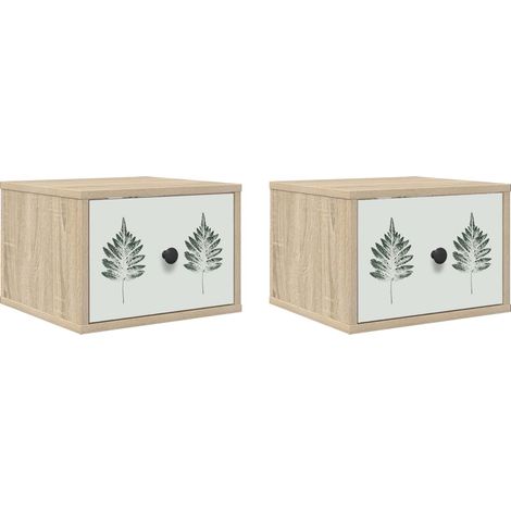 Maison Exclusive - Mobiletto da comodino a parete HANAU 2 pz Rovere Sonoma (1/5)