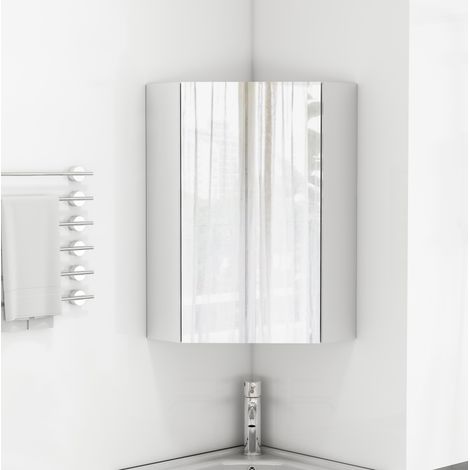 Spiegelschrank für die Badezimmerecke, 3 Spiegelseiten, Soft-Close-Scharniere, weiß HAVRYA (1/5)