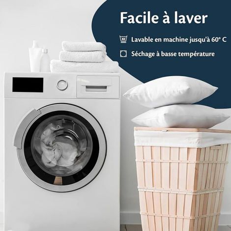 Taie d'oreiller 60x60 cm Lot de 2, housse de coussin en microfibre premium pour coussins 60 x 60 cm, parure de couverture blanc, lot de deux pièces (1/5)