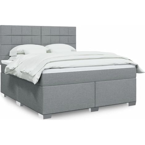 Boxspringbett mit Matratze Hellgrau 180x200 cm Stoff