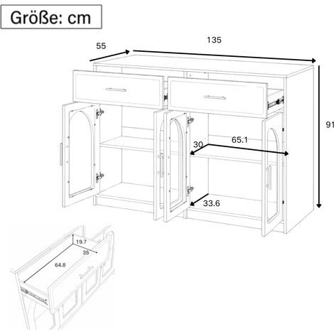 Kücheninsel 135x55x91 cm aus weißem MDF mit LED und integriertem Stauraum – MEUBLIV (1/5)