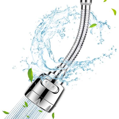 Aerator Robinet Cuisine - Tête Pivotante 360° - Économiseur D'eau Anti-éclaboussure - Flexible En Acier Inoxydable - 1 Pièce (1/5)