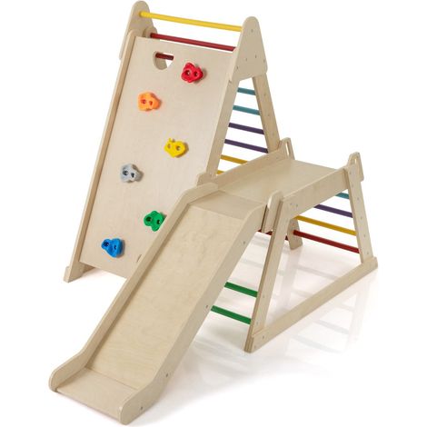 Structure d'escalade intérieure 105 x 176,5 x 122,5 cm 3 activités développementale et sécurisée en bois multicolore