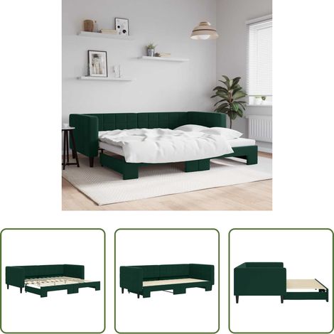 Schlafsofa - Tagesbett Ausziehbar Dunkelgrün 90x200 cm Samt (1/5)