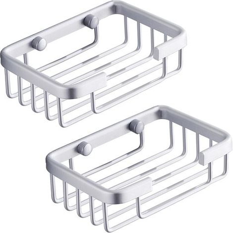 Jabonera de pared, jabonera para ducha y bañera, soporte de jabón de aluminio para baño y cocina - color plata, 2 unidades (1/5)