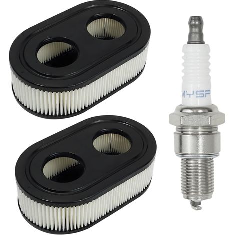 2 Pièces Filtre à Air et 1 Pièces Bougies D'Allumage Remplace pour Tondeuse 798339 798452 593260 093000er, Filtres et Bougie de Tondeuses Détachées Rechange Gazon (1/5)